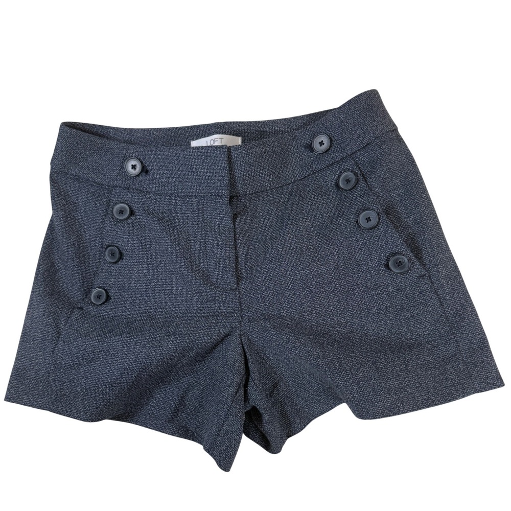 LOFT The Riviera Short Navy Blue White Textured Sailor Button Shorts Size 0